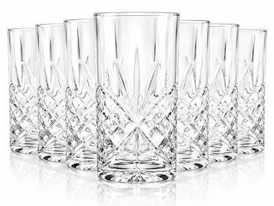 Produktbild von 6 Longdrinkgläser 300ml mit Relief Wassergläser Saftgläser Trinkgläser Cocktailgläser, KI-generiertes Bild