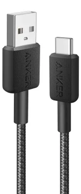 Immagine prodotto di Cavo di alimentazione e dati Anker, USB-A (M) a USB Type-C (M), 0,9 m, velocità di trasferimento 480 Mbps, rivestimento in nylon intrecciato, Nero, "A81H5G11"