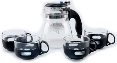 Produktbild von Glas Teekanne 750 ml mit Edelstahl Sieb Teefilter Glaskanne Teebereiter 4 Tassen