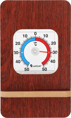Produktbild von Raumthermometer mit Holzständer Braun im Set für Innen Zimmer Temperatur + - 50°C Analog Thermometer Innenthermometer Zimmerthermometer