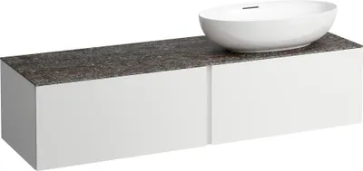 Produktbild von LAUFEN ILBAGNOALESSI Schubladenelement, 1 Hahnloch, Steinplatte Marrone Naturale, Ausschnitt rechts, 160x50x37cm, zu WT-Schale H81897 5, H4323560972601