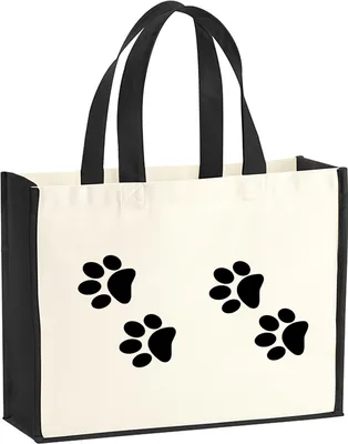 Produktbild von Huuraa Jutetasche Fußtapsen Tapsen 21 Liter Black Jute und Baumwolle Einkaufstasche Geschenkidee