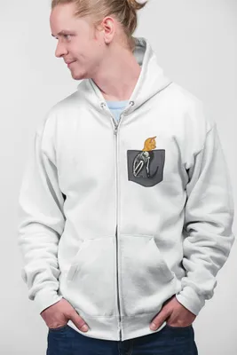 Produktbild von D&B Uni Hoodie ZIPPO00006 Cat Skeleton Weiß-Größe L