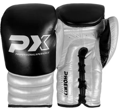 Produktbild von PX Boxhandschuhe Wettkampf Leder - Schwarz(16 Unzen)