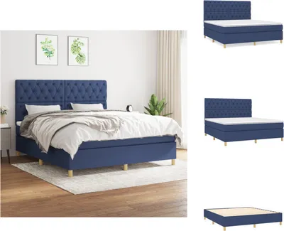 Produktbild von vidaXL Boxspringbett mit Matratze Blau 160x200 cm Stoff -  Betten & Bettgestelle