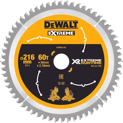 Immagine prodotto di Lama circolare DT99570 D.216mm Foro 30mm Larghezza di taglio 2,16mm 60 denti WZ/FZ Spessore 1,6mm