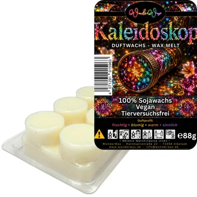 Produktbild von WonderWax Duftwachs Wax Melts für Duftlampe, 6 Kreise Duftmelt Wachsmelt Sojawachs Duftwachs Würfel für Raumdüfte, Wachs Duftöl Winter Indoor Schmelzen für Aromalampe Kaleidoskop