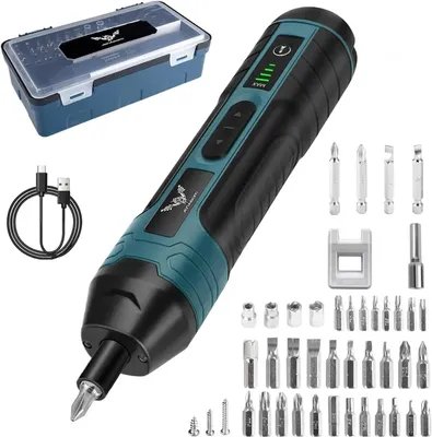 Produktbild von Elektrischer Schraubendreher, 4 Drehmomentstufen, LED-Licht, USB wiederaufladbar, kabellos