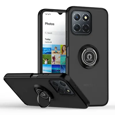 Immagine prodotto di Custodia per Honor X8 5G opaca traslucida in TPU con supporto ad anello e supporto Nero