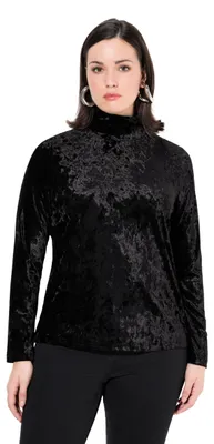 Produktbild von Ulla Popken Damen große Größen Übergrößen Plus Size Samtshirt, Stehkragen, Slim,