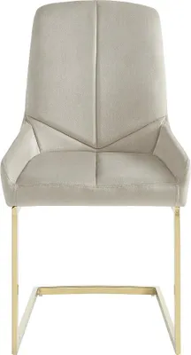 Produktbild von Set aus 2 Stühlen aus Velours und goldenem Metall - Beige - BERLONA