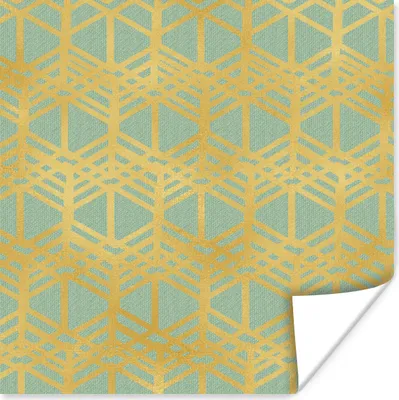 Produktbild von MuchoWow® Poster Muster - Luxus - Gold - Grün 100x100 cm - Babyzimmer