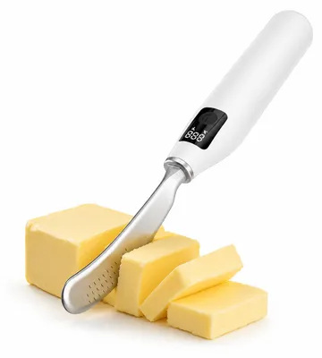 Produktbild von Elektrisches Buttermesser beheizt, wiederaufladbarer Butterstreicher mit Temperaturanzeige, 6s Schnellaufheizung und Edelstahlklinge für Butter, Käse und Frühstück