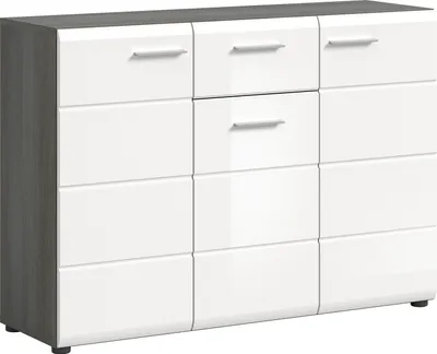 Produktbild von Kommode >Salsa< in Rauchsilber / Weiß Hochglanz - 120x85x37cm (BxHxT)