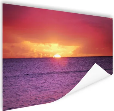Produktbild von MuchoWow® Poster Sonnenuntergang über lila Meer 180x120 cm - Fotoplakat