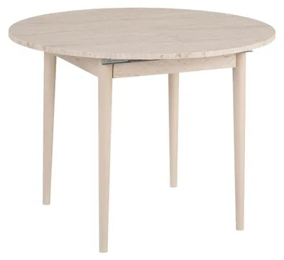 Image de Table à manger extensible en bois MDF mélaminé travertin et chêne 100 à 131 x 100 x 75 cm