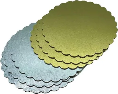 Immagine prodotto di Set di piatti da torta, cartoncino da 3 mm di spessore, oro e argento