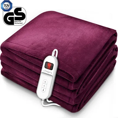 Produktbild von sinnlein® plyšová elektrická deka 180 x 130 cm vínovočervená SÜD GS testovaná | elektrická vyhrievacia deka s automatickým vypnutím | plyšová deka | funkcia časovača | 9 nastavení teploty | možnosť prania do 40 °C | digitálny displej