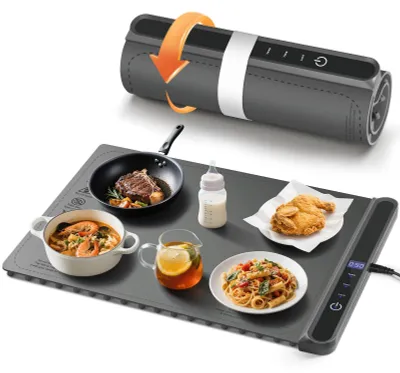 Elektrische Warmhoudmatte, 6 Temperaturen, 9 Timer, klappbar, Silikon