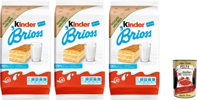Produktbild von Kinder Brioss - 10 Snacks Schwammkuchen, natürlich zu 100% italienischer Milchfüllung, ausgezeichnet zum Frühstück und Snack, 3x 270 + Italian Gourmet polpa 400g