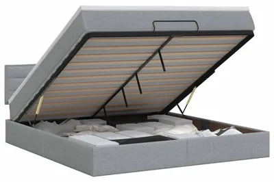 Immagine prodotto di Letto ottoman con materasso grigio chiaro, dimensioni 160 x 200 cm, rivestito in tessuto