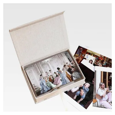 Produktbild von Foto Aufbewahrungsbox, 10x15 cm, Leinen Fotobox zur Aufbewahrung von Grußkarten, Fotos, Postkarten und Andenken, Beige