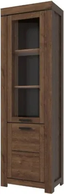 Produktbild von Schmale Vitrine mit Regalen für das Wohnzimmer Messing