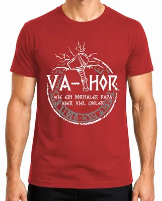 Produktbild von Wikinger Runenkreis Futhark Viking Dad Nordisch Thor Odin Mjolnir Herren T-Shirt, Rot, M
