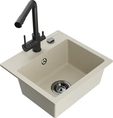 Produktbild von Mexen Milo 1-Becken-Granit-Spüle mit Mischbatterie Duero, Beige - 6505-69-671600-70