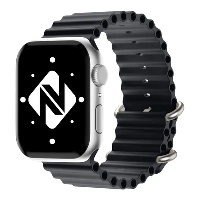 Image de Bracelet de montre connecté NALIA, style OCEAN, compatible avec les montres Apple Watch SE et séries 8/7/6/5/4/3/2/1, modèles 38mm, 40mm et 41mm. Bracelet de remplacement pour montre iWatch, modèle Sport, pour femmes et hommes, en silicone, étanche, couleur : noir