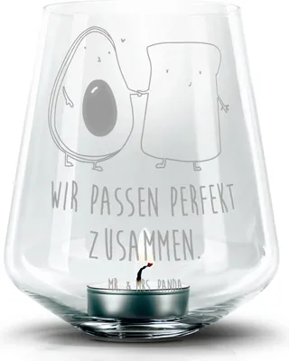 Produktbild von Mr. & Mrs. Panda Glas Windlicht Avocado Toast - Transparent - Geschenk, Hochzeitsgeschenk, Pärchen, Toastbrot, Kerzenhalter, Teelichthalter, Liebe, Laterne, Hochzeit