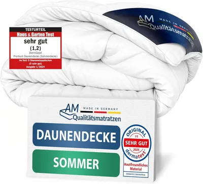 Produktbild von Premium Sommer Daunendecke | Sommerdecke 220x240 cm | 100% Daunen | Leicht & atmungsaktiv | Downpass verifiziert