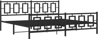 Image de Cadre de lit métal sans matelas avec pied de lit noir 193x203cm