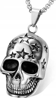 Image de SUSPENSION Chaîne en argent 316L avec tête de mort et étoile 329