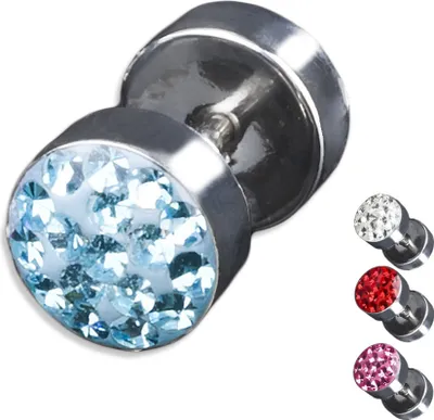 Produktbild von viva-adorno 1 Stück Fake Plug Ohrstecker Edelstahl Zirkonia unter kratzfester Schutzschicht Z212,Aqua