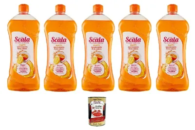 Produktbild von Scala piatti Anti odore agli agrumi 750ml, Citrus Anti-Geruch Geschirrspülmittel 5x 750ml + Italian Gourmet polpa 400gr
