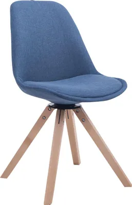Produktbild von CLP Besucherstuhl Troyes Stoff Square drehbarer und mit eckigen Holzbeinen blau Gestell Farbe natur