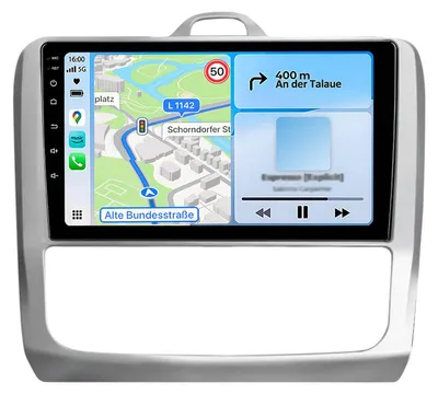 Immagine prodotto di Autoradio Android da 9 pollici con 6 altoparlanti e 128 GB per Ford Focus MK2 2004-2011: CarPlay wireless, Android Auto, 4G, WiFi, navigatore GPS, processore a 8 core, RDS, DSP, DAB+, Bluetooth