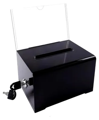 Produktbild von Acryl-Spendenbox, abschließbare Spendenbox, Vorschlagsbox, Wahlurne mit Schlüsselschloss, Kommentarbox für Gewinnspiele, Abstimmungen, Visitenkarten, 15,7 x 11,5 x 10,2 cm (Schwarz)