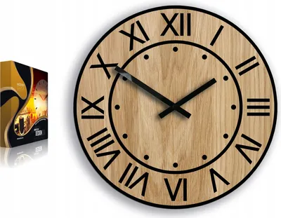 Produktbild von ModernClock, Wanduhr, Wohnzimmer, 33cm, große Wanduhr aus Eiche, Artur