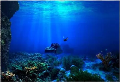 Produktbild von Famanu Aquarium Hintergrundposter 3D Unterwasserwelt - 91 x 50 cm