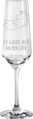 Produktbild von Mr. & Mrs. Panda Sektflöte Einhorn Wolke 7 - Transparent - Geschenk, Glas, dekorglas, graviertes sektglas, Trinkglas, Witzig, Glaube, Menschen, Champagnerglas, Unicorn