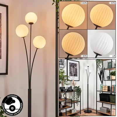 Produktbild von Lerici Stehlampe aus Metall/Riffelglas in Schwarz/Weiß