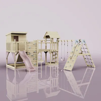 Produktbild von OutdoorToys Spielturm Lars aus Holz in Rosa Trapezschaukel