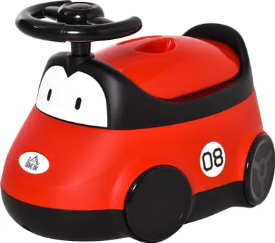 Produktbild von HOMCOM Babytopf für 6–36 Monate, WC, Lerntraining, tragbar, in Autoform, mit Deckel und Lenkrad, leicht zu reinigen, Tragkraft 50 kg, 40 x 27,5 x 29,1 cm, Rot