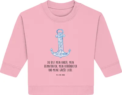 Produktbild von Mr. & Mrs. Panda Organic Baby Pullover Anker Blau 6. - 12. Monat - Baumwolle Pink - Geschenk, Lustige Sprüche, Bullover