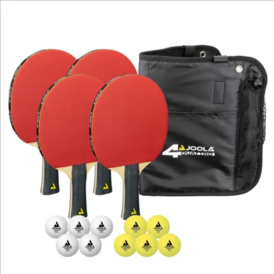 Produktbild von JOOLA Tischtennis-Set Quattro, 4 Tischtennisschläger + 10 Tischtennisbälle + Tasche
