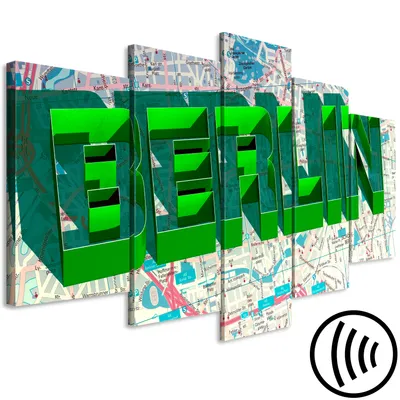 Immagine prodotto di Immagine acustica città Berlino 200x100 cm immagini schiuma acustica ad alte prestazioni fonoassorbente isolamento acustico tela 5 pezzi parete murale acustica ambiente mappa isolamento acustico m-A-0817-b-m