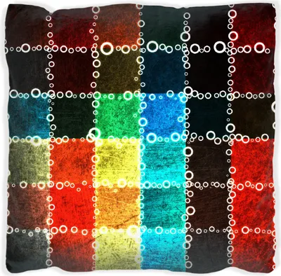 Produktbild von Wallario Premium Kissen, weiche Oberfläche, mit Motiv Buntes Patchwork-Muster mit Kreisen, Größe: 30 x 30 cm, mit weißer Rückseite