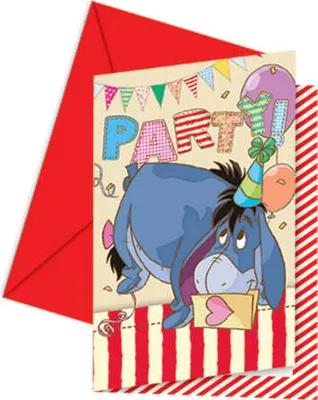 Produktbild von 6 Party Winnie Puuh Einladungskarten